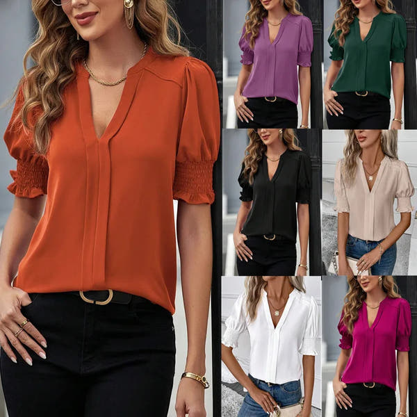 EaseMe™ Vneck Puffy Blouse